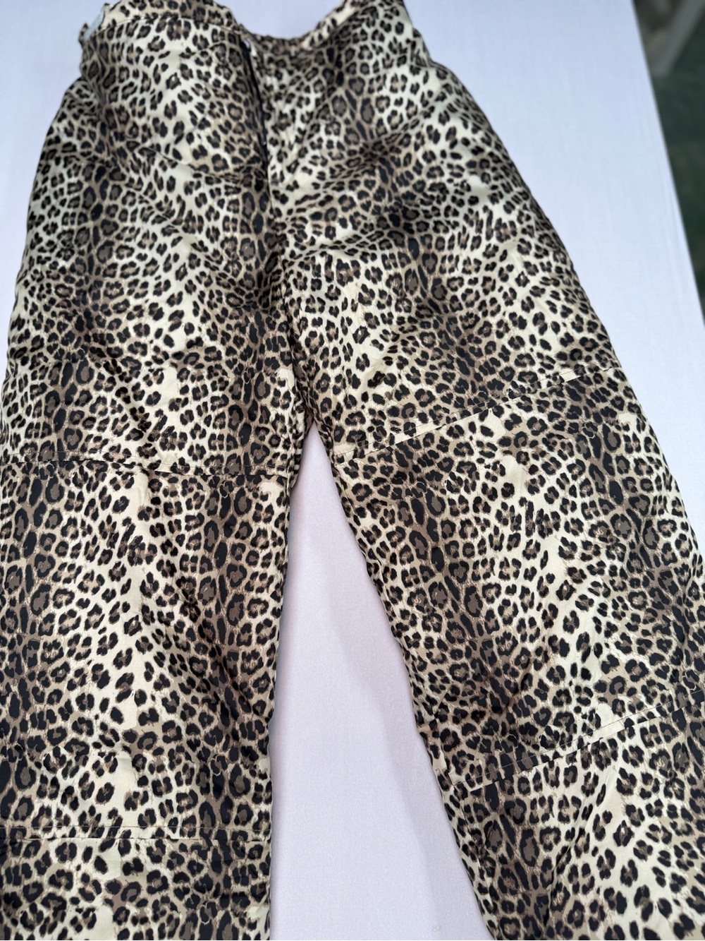 Girls size 10-12 snow pants Leopard Print Wide Leg Pants - Neutral Animal Print